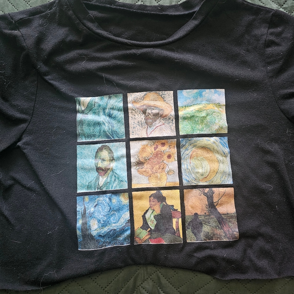 Black Graphic T-Shirt with Art Print